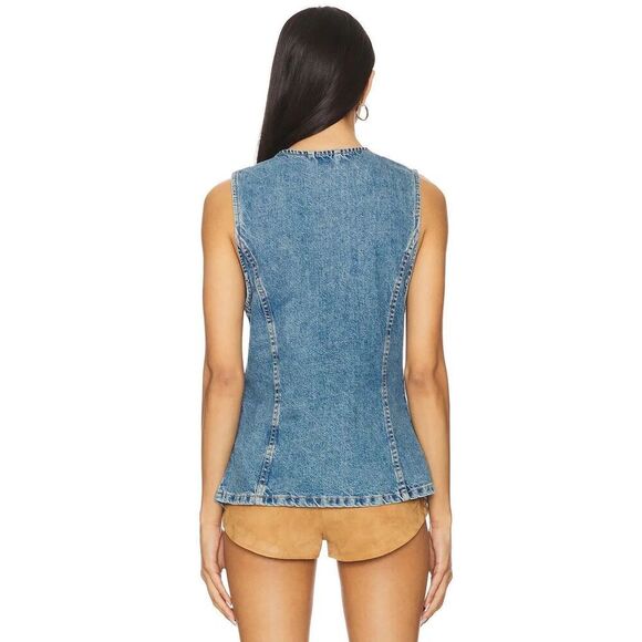 New We The Free people Aimee Vest blue  jeans size XL - Picture 2 of 6